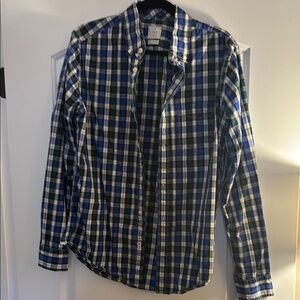 Gap Men's medium Blue and Green Plaid button down long sleeve shirt